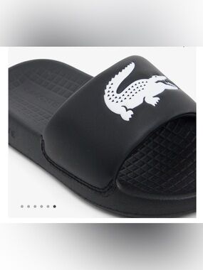 Lacoste Black Slide Sandals with White Crocodile